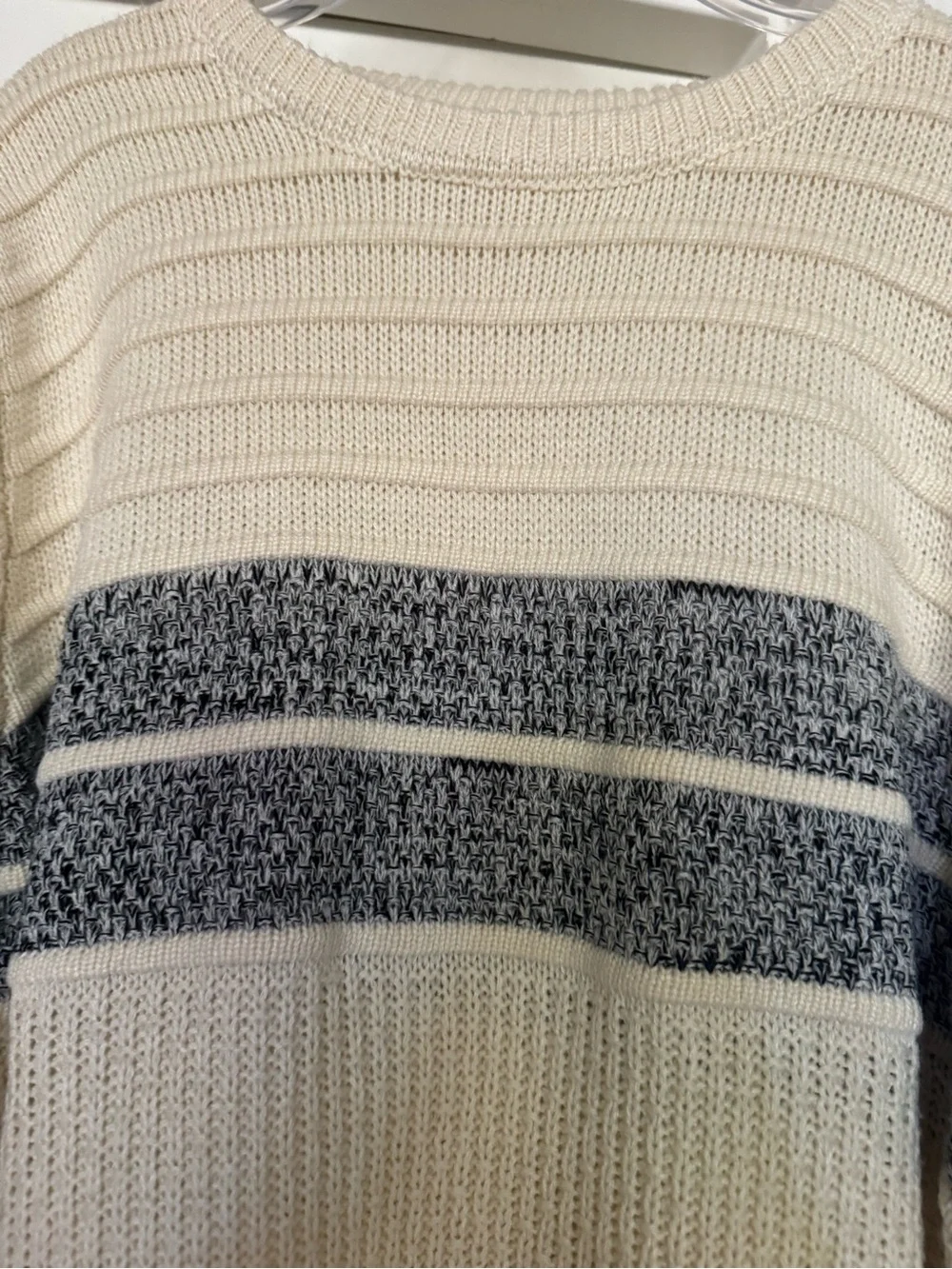 Autumn And Winter Round Neck Color Matching Trend Men's Striped Sweater Large